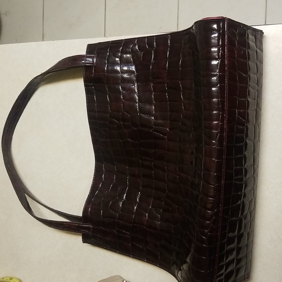 DKNY City Croc Embossed Tote Bag in Burgundy - Picture 1 of 10